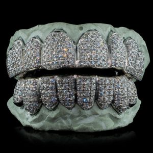 Six Tooth Iced Out Solid 9ct Gold Grillz