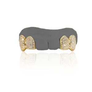Four Tooth Solid Dental Gold Grillz