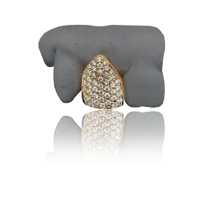 Iced Out Solid 18ct Gold Single Tooth