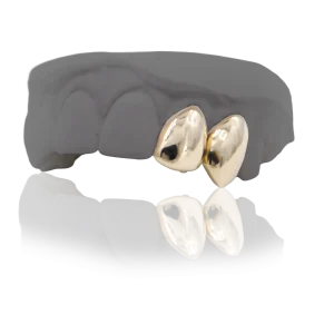 Twin Tooth Solid Dental Gold Grillz